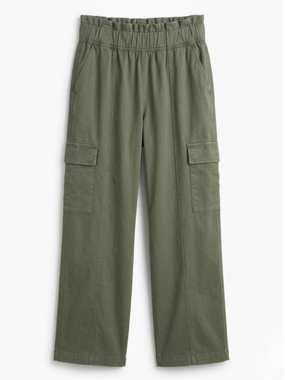 LOVE TREND Green Straight Leg Cargo Pants - Juniors Sz Large - Front Dart Detail